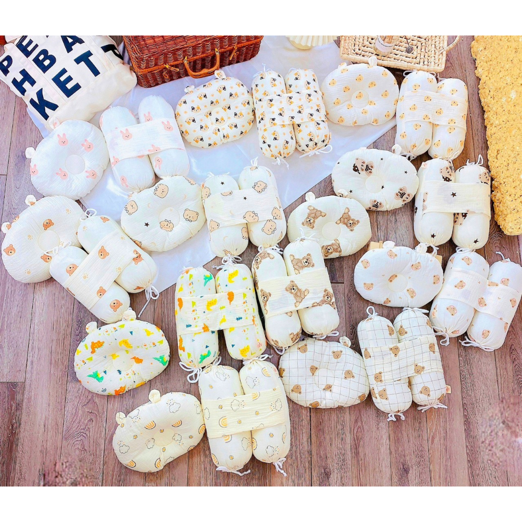 Chặn Bông Muslin Kèm Gối Cho Bé