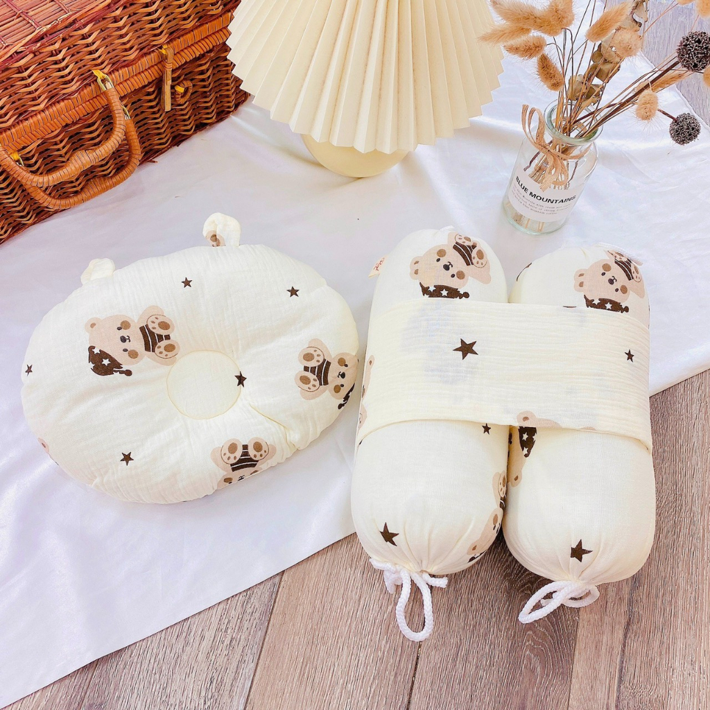Chặn Bông Muslin Kèm Gối Cho Bé