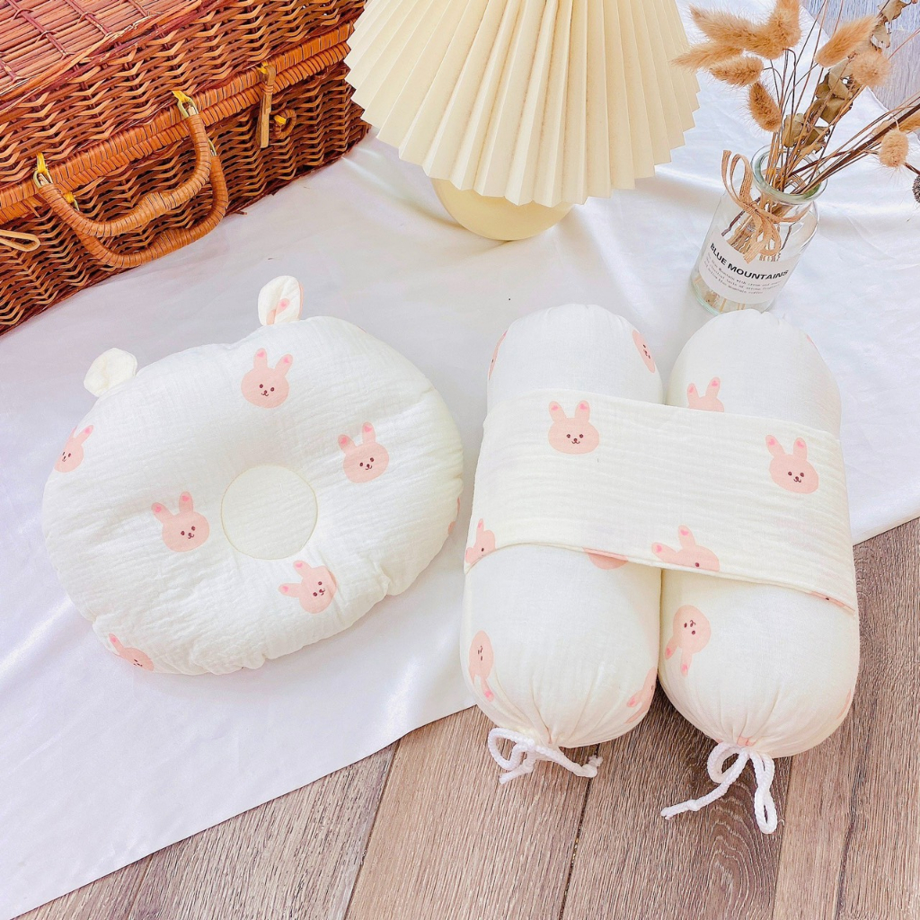 Chặn Bông Muslin Kèm Gối Cho Bé