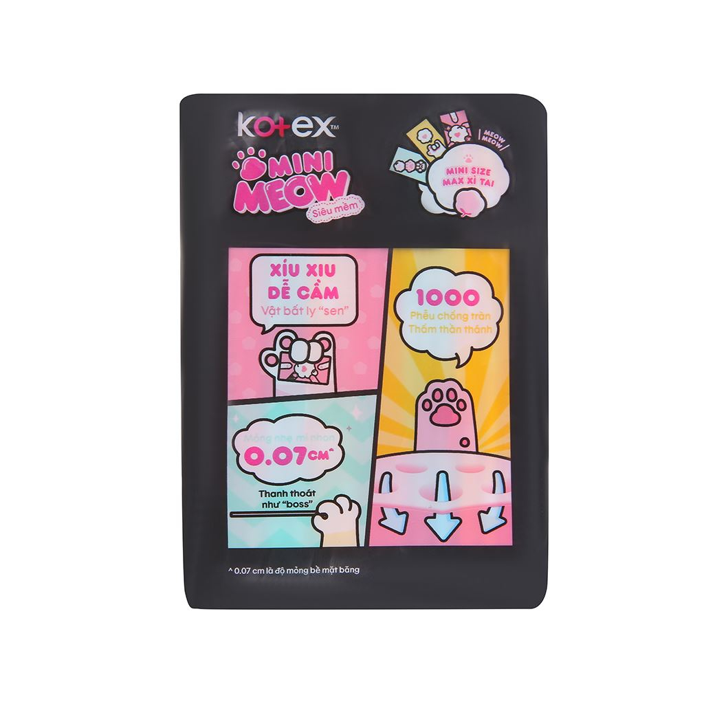 Băng vệ sinh Kotex minimeow siêu dễ thương dành cho phái nữ 8 miếng-24cm