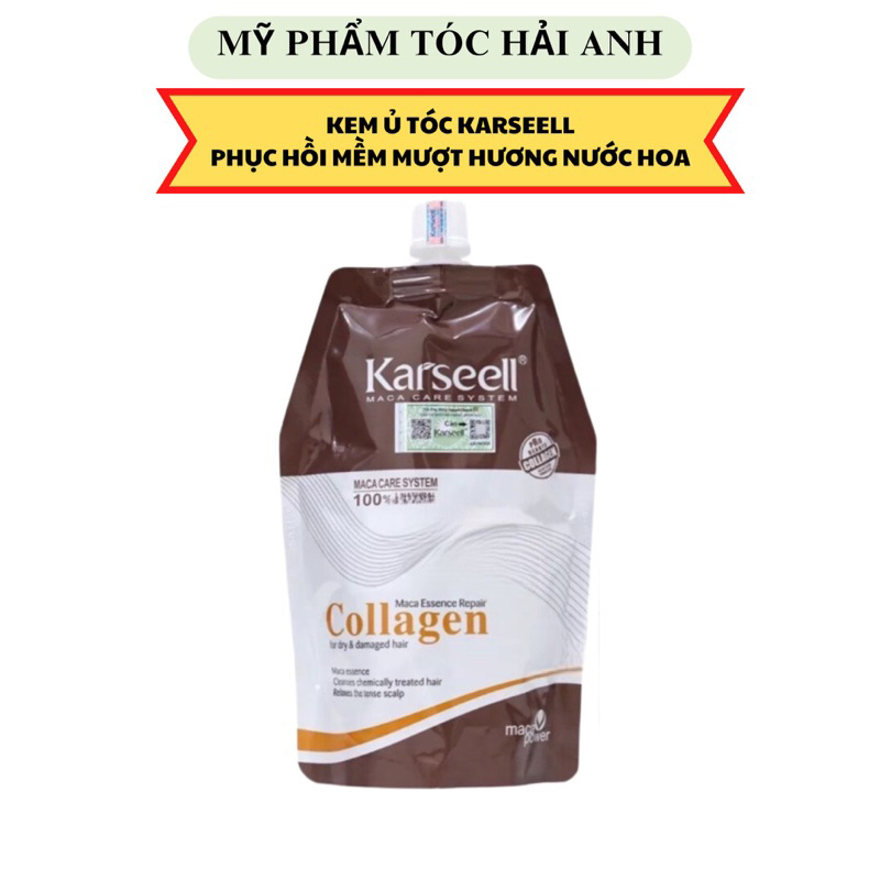 Kem ủ tóc KARSEELL Maca Power Collagen 500ml Phục hồi hư tổn Hấp ủ tóc thẳng mượt bổ xung collagen 500ML