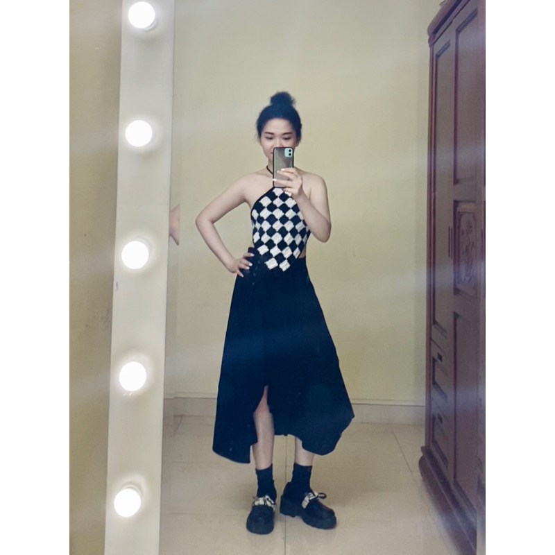 Oli2hand A1 CŨ Chân váy Iris Boutique - Black wave (KHÔNG gồm áo)