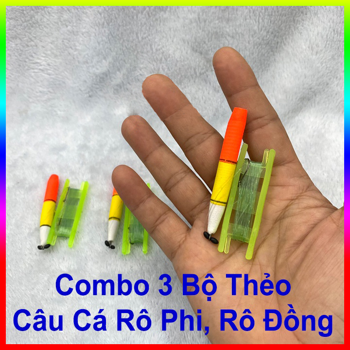 Combo 3 Bộ Thẻo Câu Cá Rô Phi, Rô Đồng Tóm Sẵn Gồm Dây Phao Chì Lưỡi Siêu Bén Bền Dùng Cần Tay