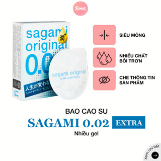 Bao cao su Sagami 002 Extra nhiều gel bôi trơn, siêu mỏng (3 bao/hộp) | Rendi Store