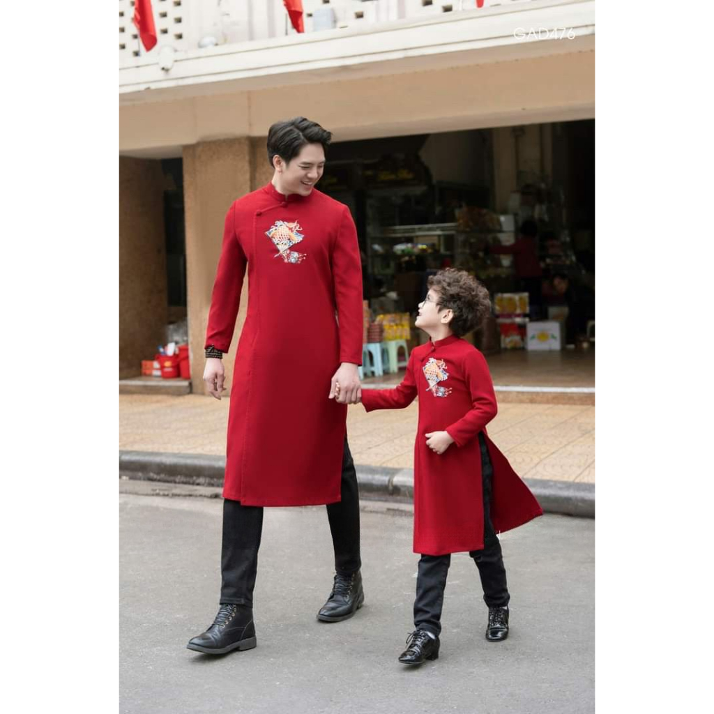 Áo dài cách tân bé trai  - vải vintex - họa tiết thêu cao cấp - 3 màu - Áo Dài An Nhiên - AN15