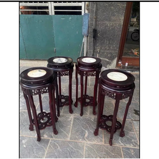 Đôn tròn mặt đá gỗ lim. mặt 30cm, cao 40cm