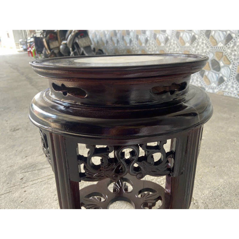 Đôn tròn mặt đá gỗ lim. Mặt 30cm, cao 30,40,50,60,70,80