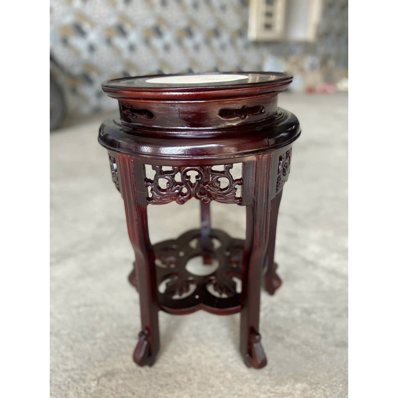 Đôn tròn mặt đá gỗ lim. Mặt 30cm, cao 30,40,50,60,70,80