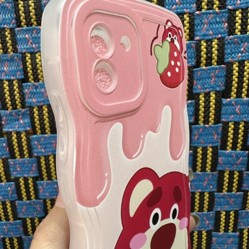 Case ốp lưng Samsung A03 dẻo gấu dâu lotso siêu dễ thương viền lượn sóng bảo vệ camera
