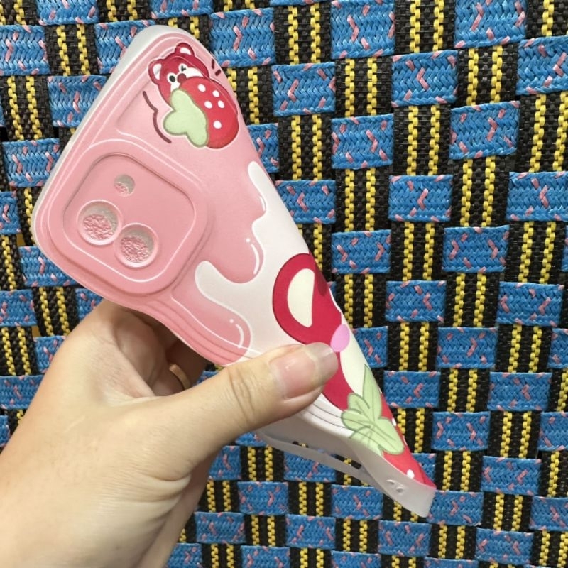 Case ốp lưng Samsung A03 dẻo gấu dâu lotso siêu dễ thương viền lượn sóng bảo vệ camera