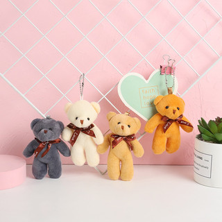 Móc khoá gấu teddy đeo nơ xinh (dài 12cm)