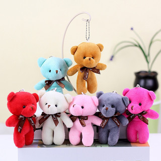 Móc khoá gấu teddy đeo nơ xinh (dài 12cm)