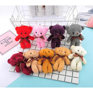 Móc khoá gấu teddy đeo nơ xinh (dài 12cm)