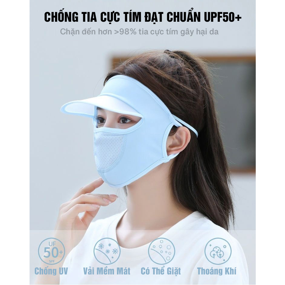 Khăn Khẩu Trang Chống Nắng Vành Trong Che Hết Mặt Chống Nám Chống Tia UV P2367