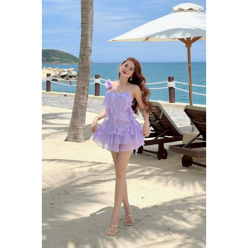 Váy tầng hoa lệch tag ashley