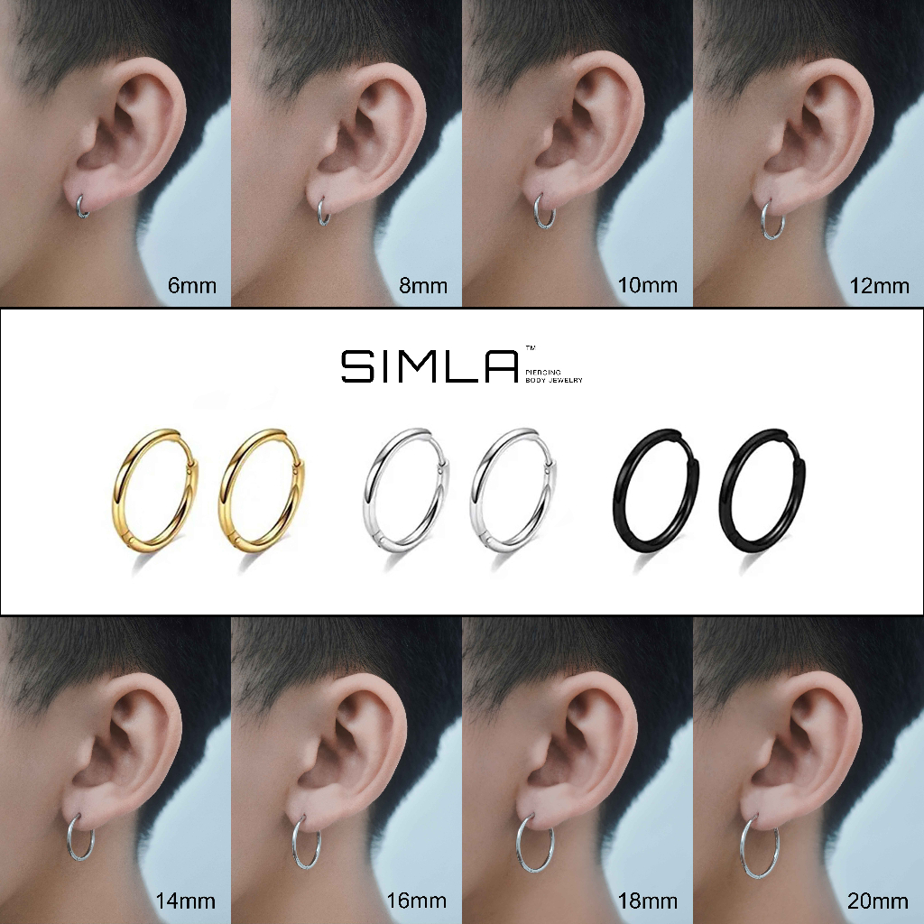 Khuyên tai tròn khoá bấm khoen tròn cơ bản độ dày 1.5mm Thép không gỉ 316L (Chiếc ) - Simla Body Jewelry