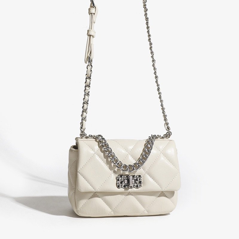 Túi Xách Nữ Đeo Chéo Khoá Xoay Da Mềm Chần Trám.