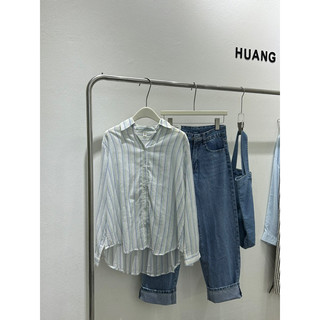 SP60 áo smi mỏng kẻ sọc màu xanh lam