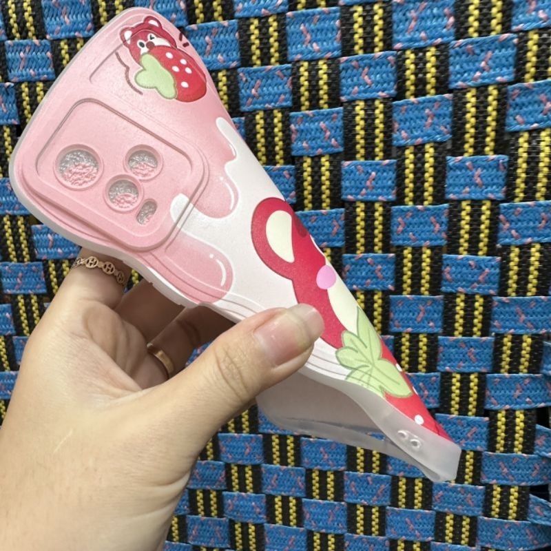 Case ốp lưng Vivo Y21 Y21S Y33S dẻo gấu dâu lotso siêu dễ thương viền lượn sóng bảo vệ camera