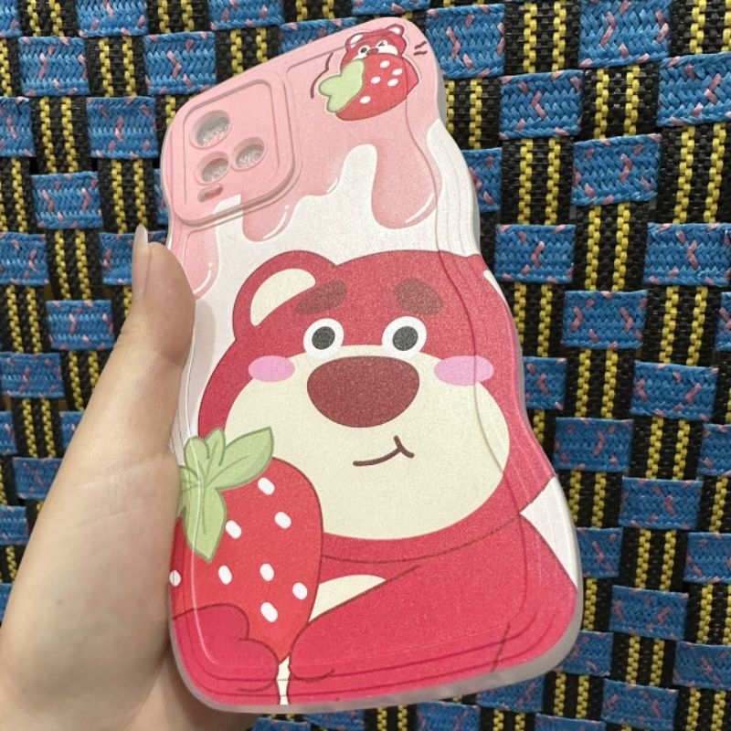Case ốp lưng Vivo Y21 Y21S Y33S dẻo gấu dâu lotso siêu dễ thương viền lượn sóng bảo vệ camera