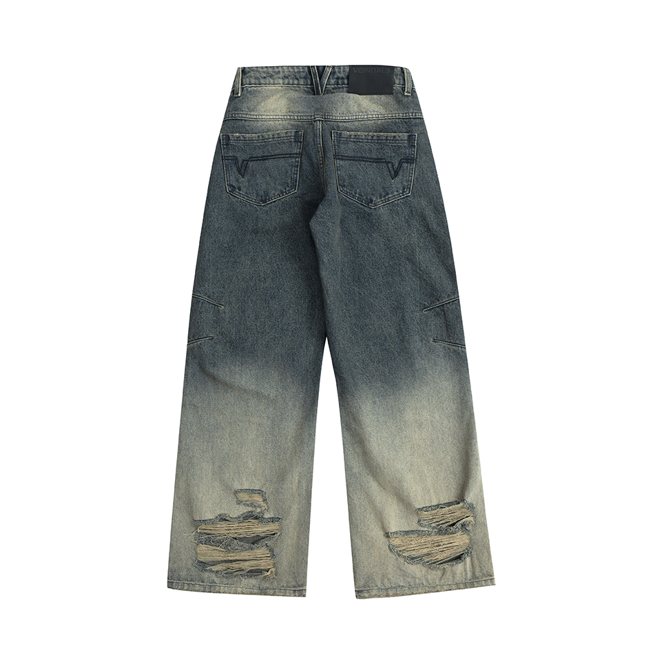 Quần Jeans Wash Rách Veindals