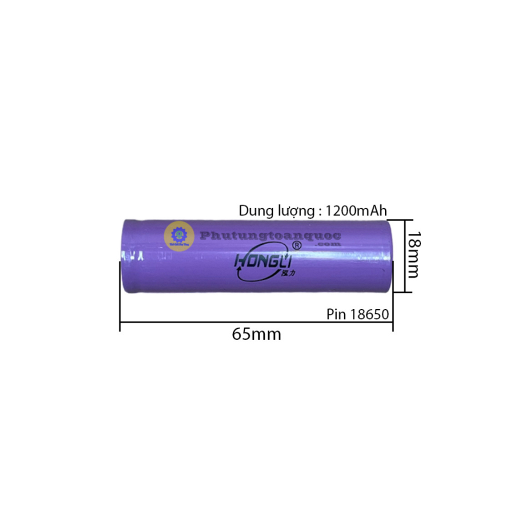 Pin 18650 HONGLI Japan 2 Đầu Bằng Dung Lượng 1200mAh Mới 100%