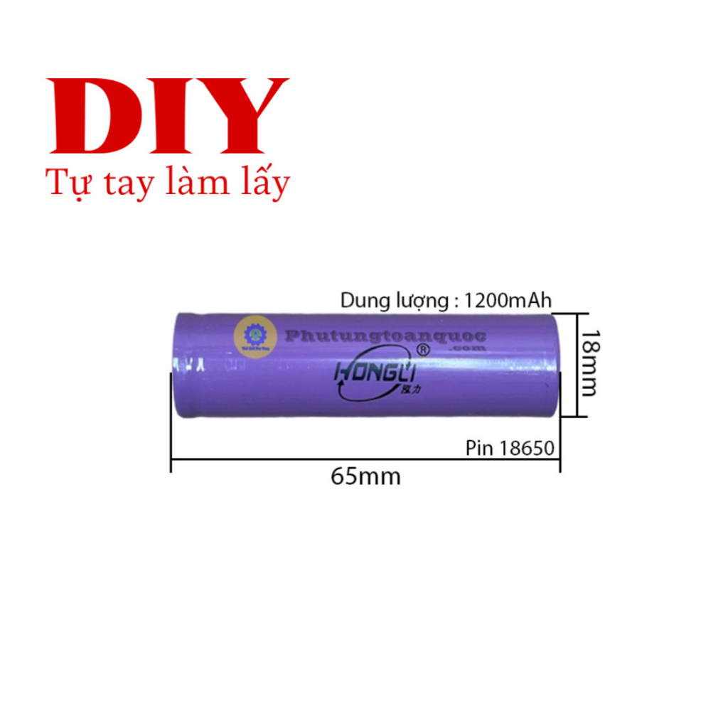 Pin 18650 HONGLI Japan 2 Đầu Bằng Dung Lượng 1200mAh Mới 100%