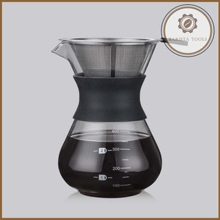 Bình pha cà phê kèm phễu lọc inox 304 dung tích 400ml | Dụng cụ barista