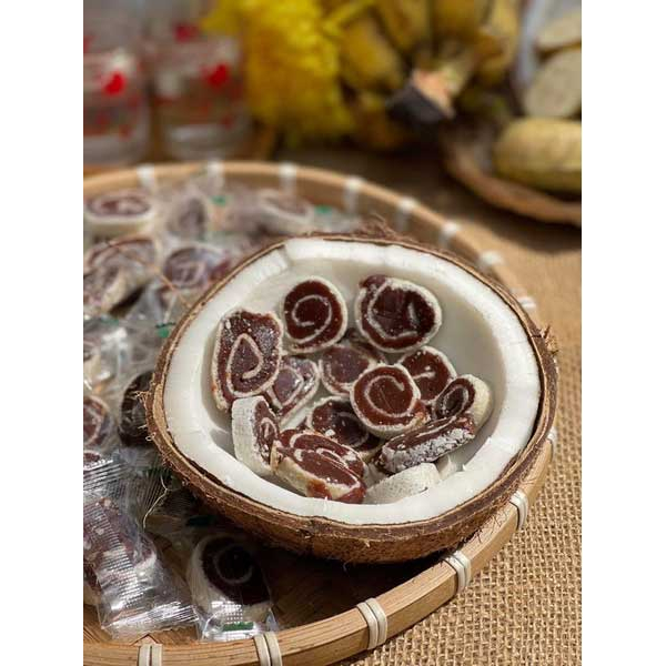 Túi 1 Kg - Kẹo chuối tươi cuộn dừa đặc biệt thơm ngon