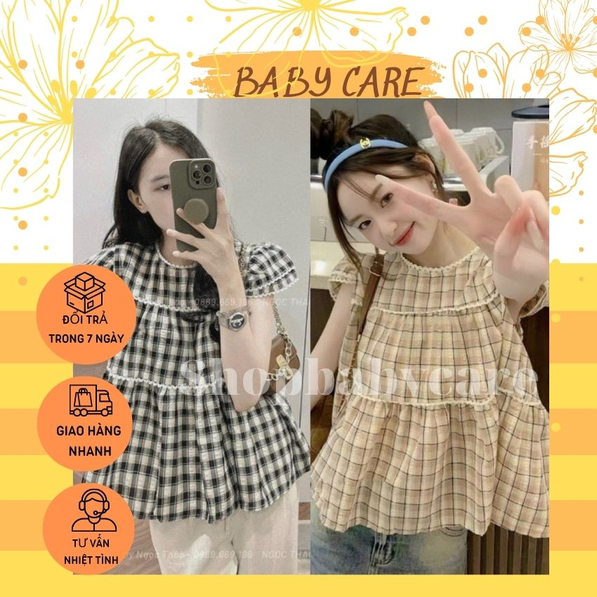 ÁO BẦU KẺ REN M277 KIỂU DÁNG BABYDOLL TIỂU THƯ- ÁO MÙA HÈ THIẾT KẾ TẦNG TRẺ TRUNG