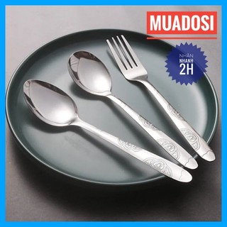 Thìa muỗng inox cán khắc hoa văn bền đẹp