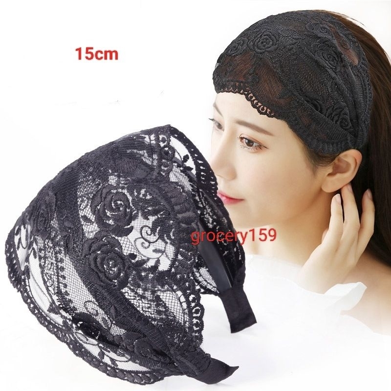Bờm ren bản to che hói, che tóc bạc thời trang hàn