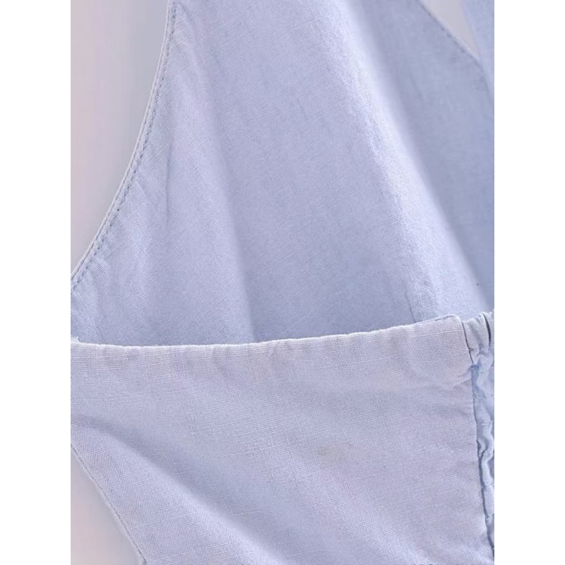 Đầm cổ yếm hai dây xanh hàng TQ