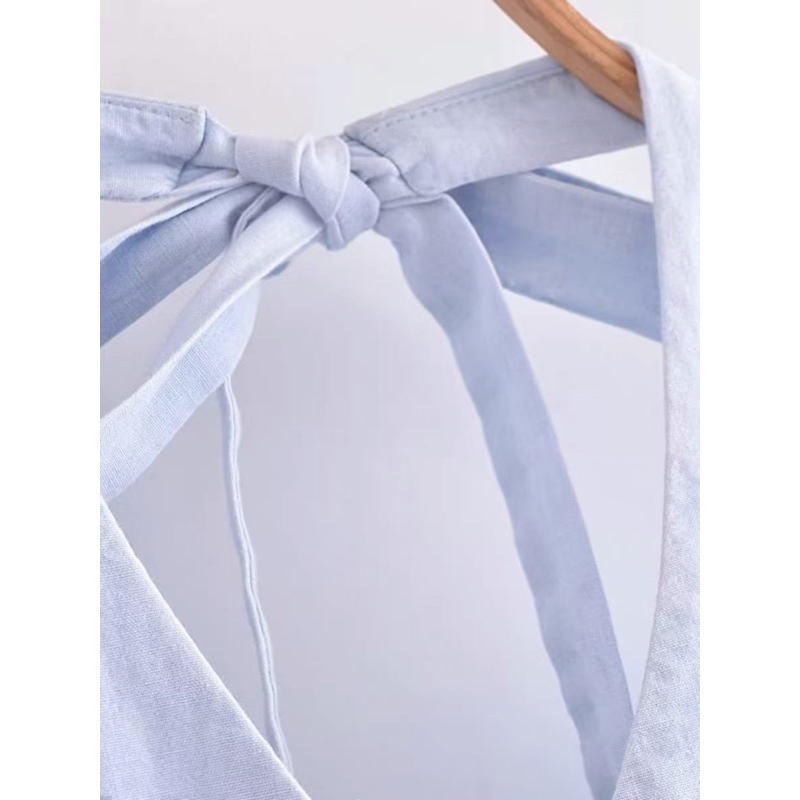 Đầm cổ yếm hai dây xanh hàng TQ