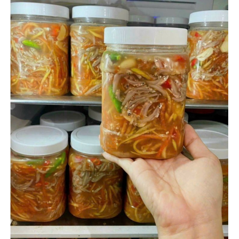 1 hũ mắm cá cơm trộn đu đủ giòn
