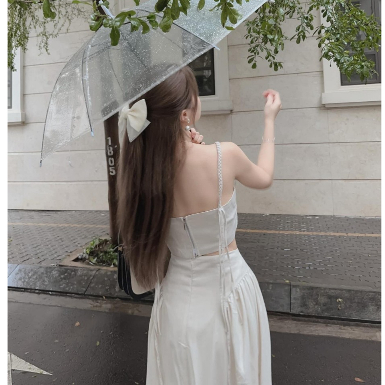 Set áo croptop 2 dây quyến rũ mix váy dài cực sang