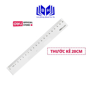 Thước kẻ nhựa học sinh 20cm deli, trong suốt - e6220