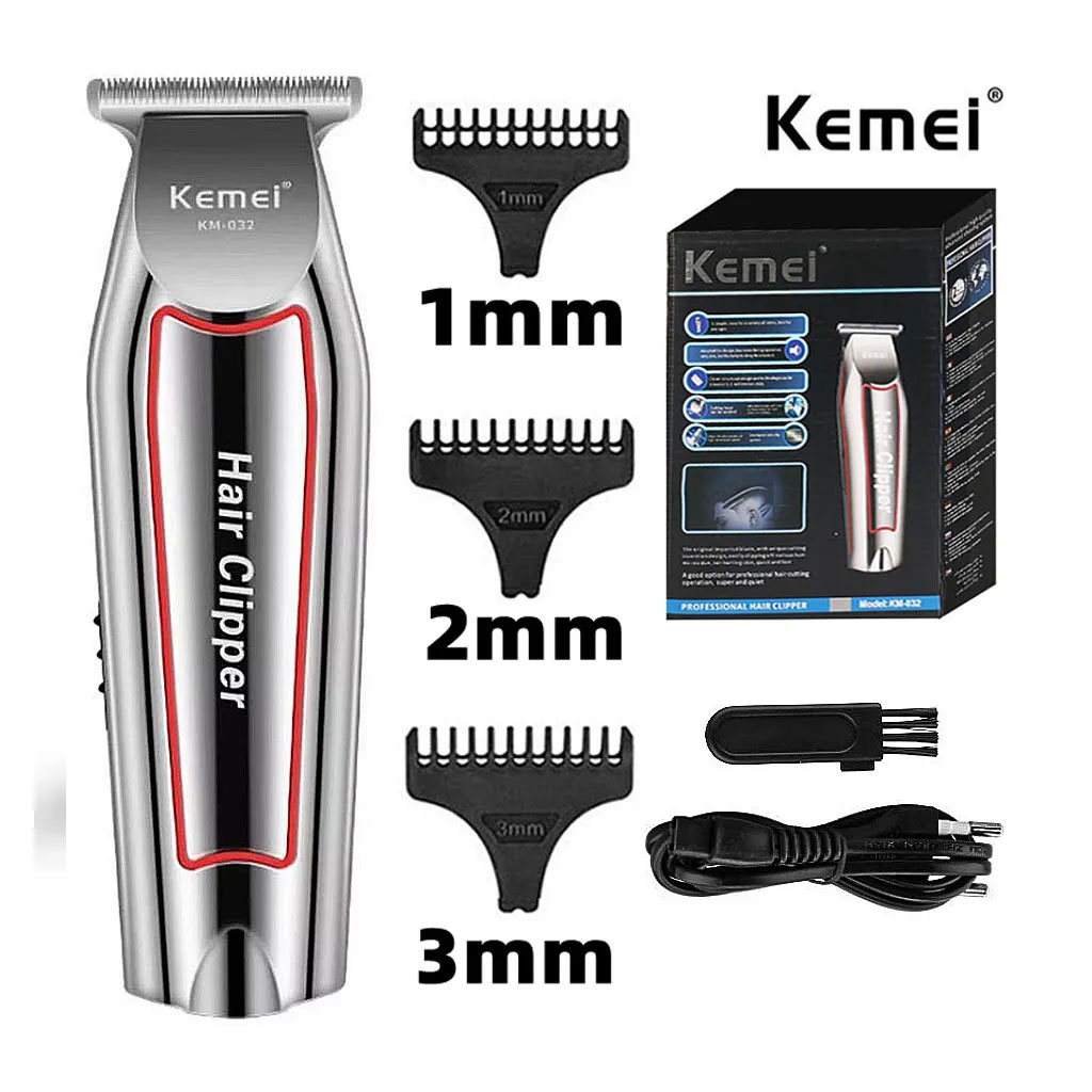 Máy cắt tóc giá rẻ Kemei 032 cao cấp, Tông đơ chấn viền kẻ viền nhỏ gọn có chữ nhỏ đẹp