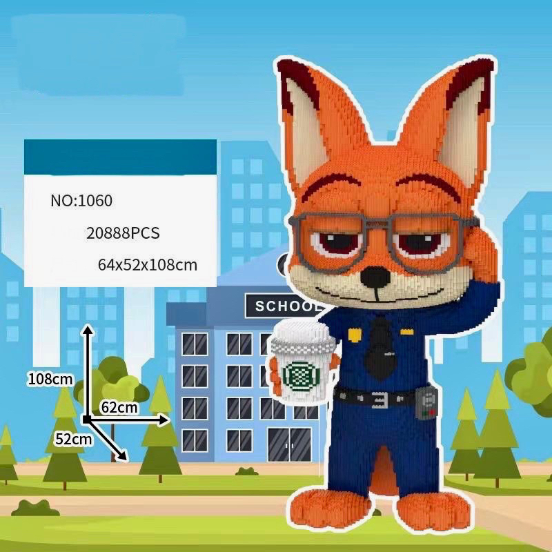 Cáo cảnh sát, thỏ cảnh sát 108cm 100cm cáo thỏ .Tặng Búa + Keo B7000 + Đèn led 2M .