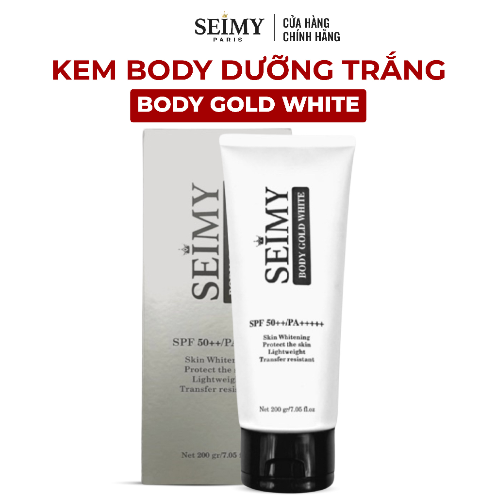 Kem Body Dưỡng trắng da chống nắng Seimy - Body Gold White SPF 50+ bật tông dưỡng da, dưỡng ẩm da và bảo vệ body an toàn