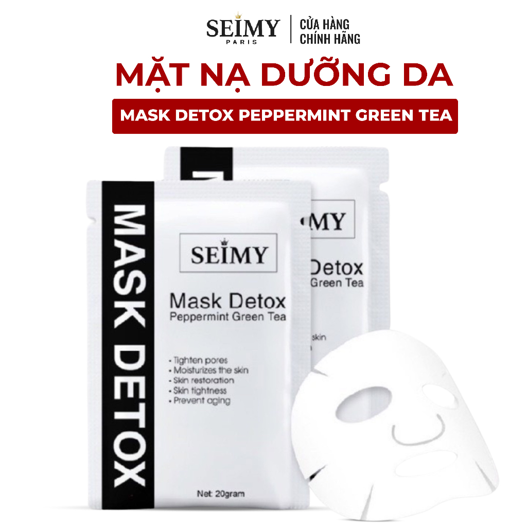 Mặt nạ dưỡng da cấp ẩm Seimy - Mask Detox Peppermint Green Tea da căng bóng,dưỡng trắng,giảm sưng dùng cho mọi loại da