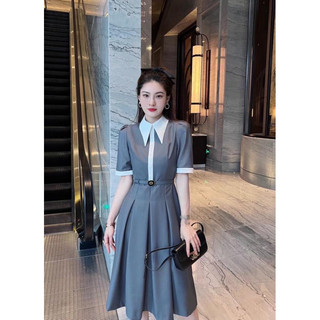 Rập giấy thiết kế, Rập đầm váy nữ midi dáng dài cổ sen nhọn rã eo tùng xếp ly tay phồng, Rập giấy cắt sẵn