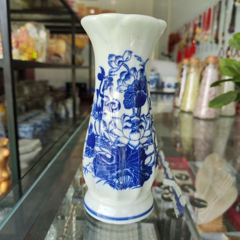 Lọ Cắm Hoa - Bình Cắm Hoa Men Lam Thờ Cúng