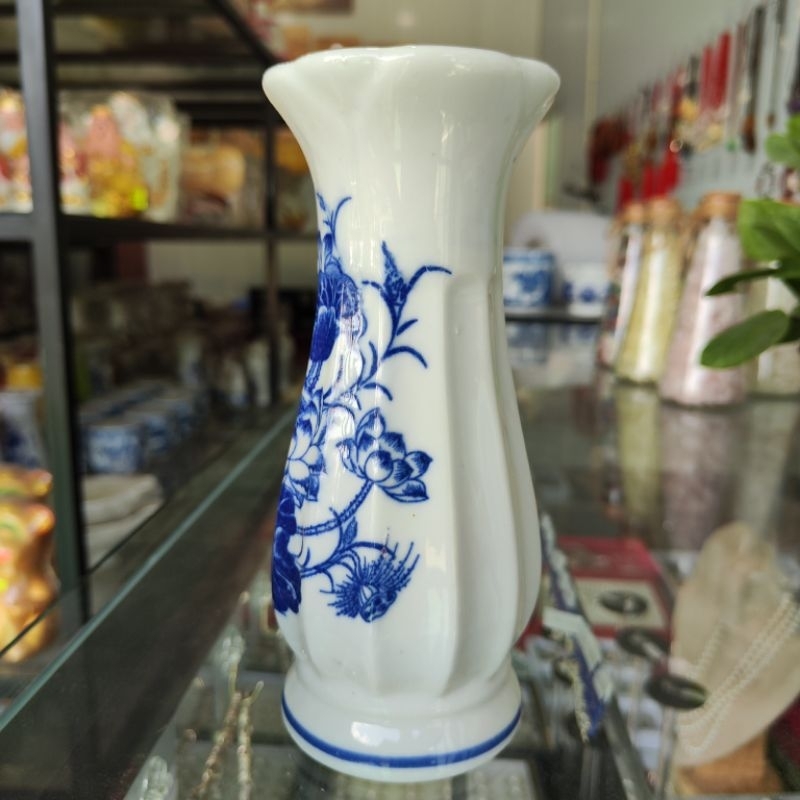 Lọ Cắm Hoa - Bình Cắm Hoa Men Lam Thờ Cúng