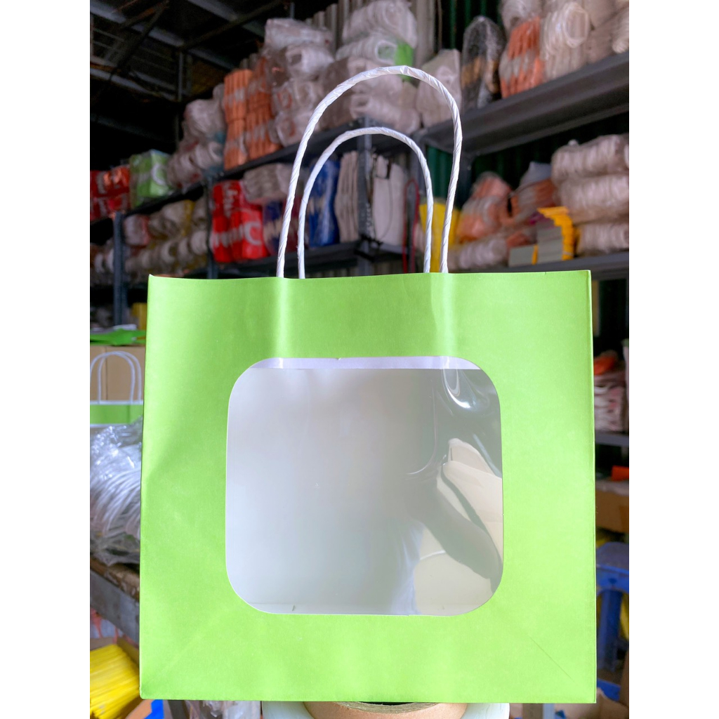 SET 10 CÁI TÚI GIẤY MẶT KÍNH MIKA ĐỰNG HOA, QUÀ TẶNG SIÊU XINH SIZE 20X21X10CM