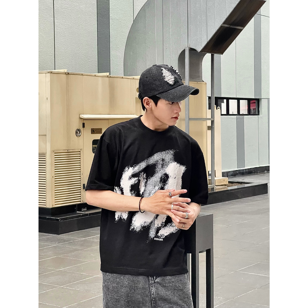 Áo thun boxy DEDARK Baby Face nam/nữ Cotton 260gsm