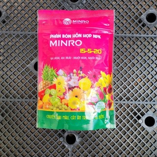 Phân bón hỗn hợp minro npk 15-5-20 ra hoa, ra trái, nuôi hoa, nuôi trái, túi 200g