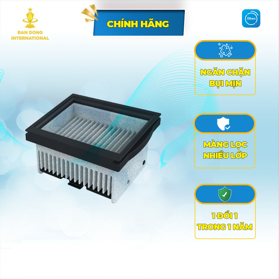 Màng lọc nhiều lớp, ngăn chặn bụi mịn Hepa, bộ lọc máy lau sàn không dây Dibea HC26