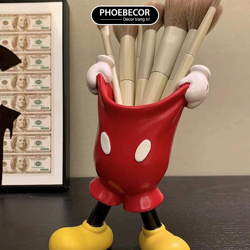 Lọ Đựng Cọ Mickey Màu Đỏ Hộp Đựng Bút Để Đồ Đa Năng Chất Liệu Nhựa - PB497