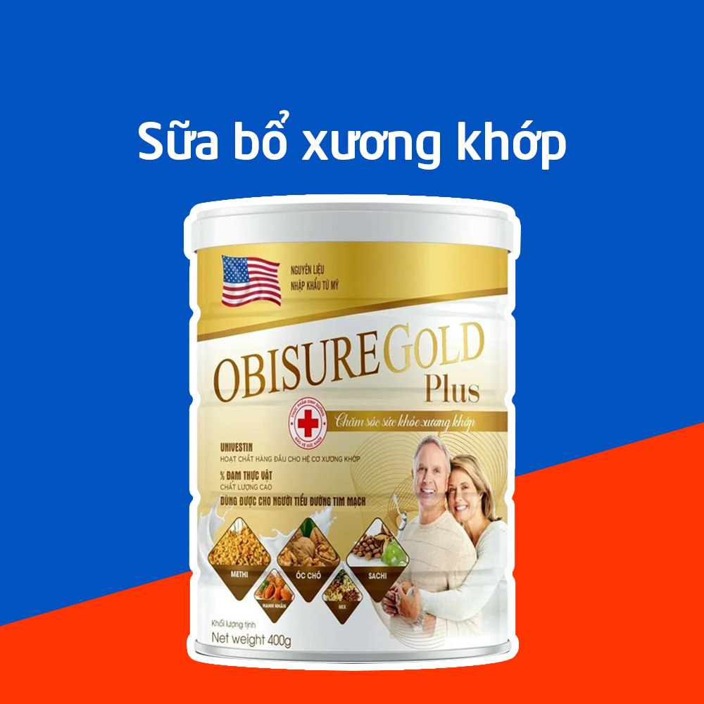 Sữa bột Obisure Gold Plus nuôi dưỡng và bảo vệ sụn khớp, vận động linh hoạt, giảm đau nhức - Lon 400g